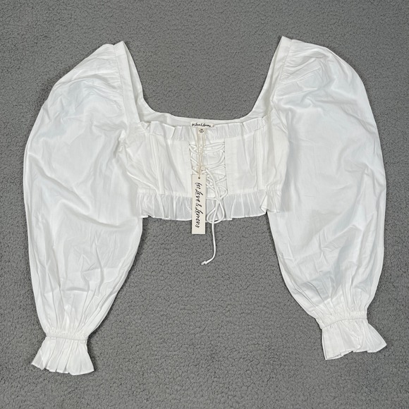For Love and Lemons Heather Long Sleeve Corset Top Womens XS White